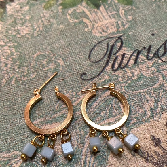 Amazonite Hoop Earrings - Picture 3 of 3